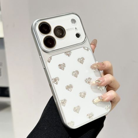 Coque de téléphone brillante en forme de cœur (iPhone 17), protection antichoc avec cadre (1/5)