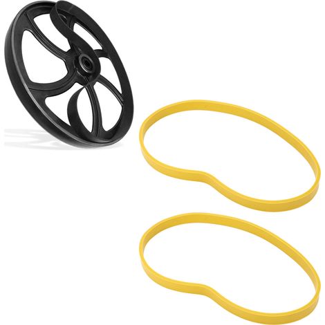 Roue de scie à ruban jaune en 2 pièces pour le travail du bois avec anneau en caoutchouc antidérapant et antibruit, 12,55 mm de large et 3,17 mm d'épaisseur, adaptée aux roues de scie à ruban de 8 pou (1/5)