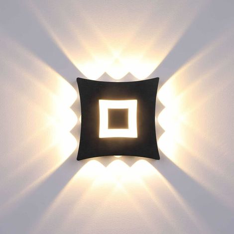 RHG Applique Murale Extérieure Intérieure LED, Applique Murale Aluminium Étanche IP65 18W, Lumière Blanche Chaude 3000K, COB Moderne Pour Jardin Couloir Chambre, Noir (1/5)