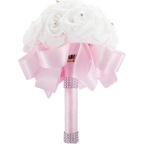 Bouquet de mariée artificiel rose pour décoration de cérémonie nuptiale et accessoires (1/5)