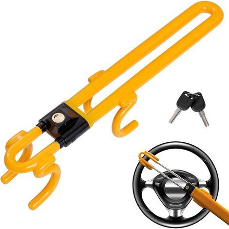 Canne antivol voiture ajustement universel – Construction métal et acier – Système de verrouillage avec 2 clés – Pour volants de 20 à 40 cm (1/5)