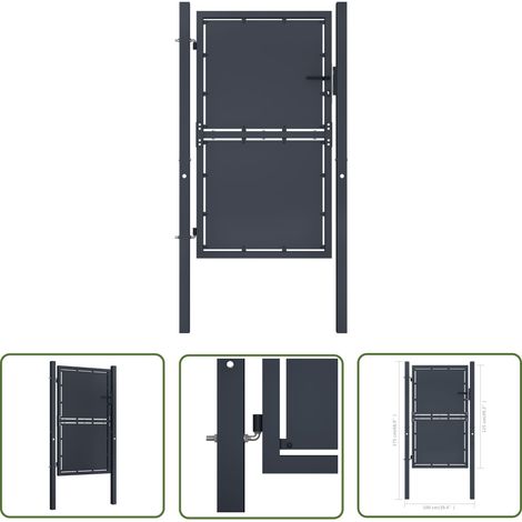 The Living Store Portail de jardin Acier 100 x 125 cm Anthracite - Portail D'entrée - Portails En Acier - Clôture Jardin - Porte De Jardin - Portail Anthracite (1/4)
