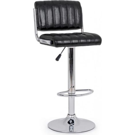 Tabouret de bar imitation cuir noir BARCLAY 46x51,5x h88,5 - 109,5 cm (1/5)