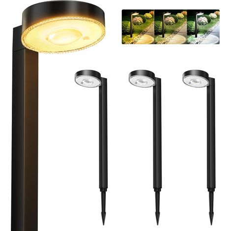 Lampe Solaire Extérieur Jardin, lot de 4 Lampe Solaire Jardin à lentille de concentration, Luminaire solaire étanches IP65 pour Allées, terrasse, cour et décoration de jardin (1/5)