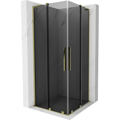 Mexen Velar L Duo Duschkabine Schiebetür 100 x 100 cm, Graphit, Gold - 871-100-100-02-43-50 (1/5)