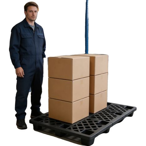 Pallet di stoccaggio in plastica, 60 x 40 x 10 cm, capacità di carico 100 kg, impilabili, resistenti all'umidità, realizzati in HDPE e PP. (1/5)