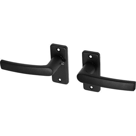 Poignée de porte noire sur rosace rectangulaire - Par set