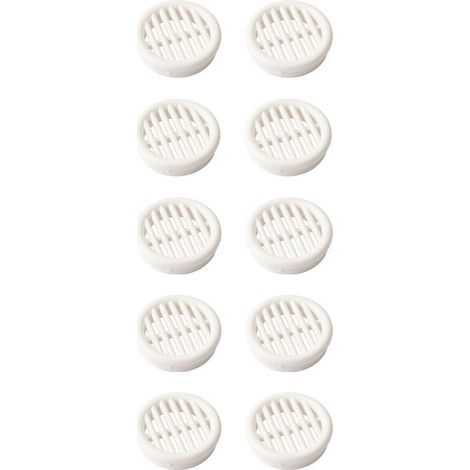 Grille d'aération VMC ronde 35mm – Plastique blanc – Hauteur 11,5mm – Pour ventilation plafond et mur – Lot de 10 (1/5)