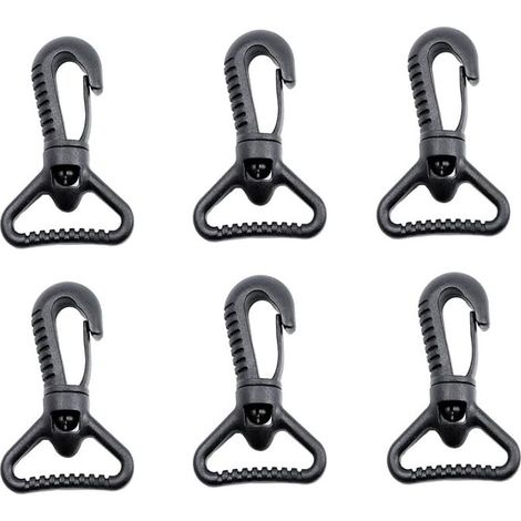 Mousquetons en plastique, mousqueton pivotant en plastique pour porte de poussée - Mousqueton rotatif - Mousqueton rotatif - Fermoir à boucle pour sangle, Noir(2.5cm) (1/4)