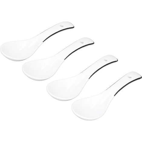 4PCS Cuillère en Céramique Blanche pour Café, Glace et Dessert - Accessoire de Cuisine Pratique