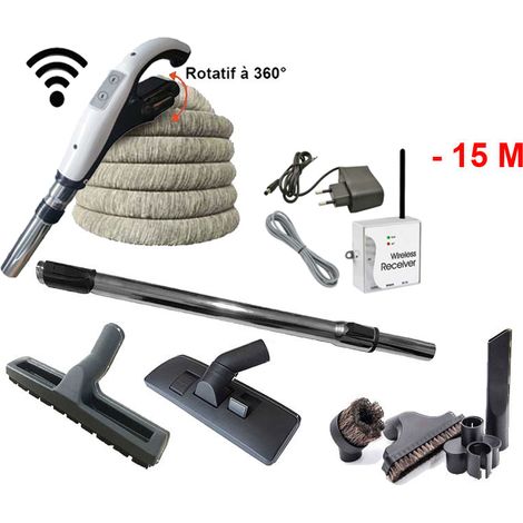 Set 7 accessoires + 1 flexible RETRAFLEX - longueur au choix (de 8 à 15m) + housse de protection + poignée à bouton marche/arrêt télécommande intégrée 915 Mhz RETRAFLEX et HIDE-A-HOSE (Émetteur-récept