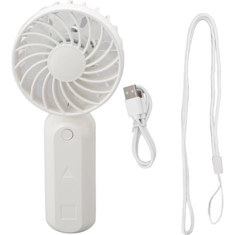 Ventilateur de Poche USB Rechargeable 5V avec 3 Vitesses, Lumière Colorée Changeante, Grille de Protection et Dragonne Portable (1/5)