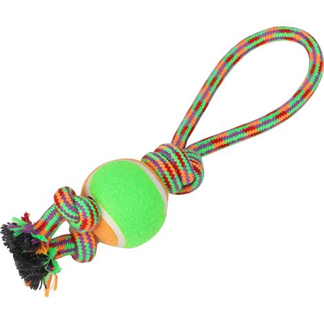Jouet Corde Nœud MOUSSAILLON pour Chien Corde à Mâcher Jouet Résistant en Corde pour Chien Jouet avec Balle à Mâcher Nœud MOUSSAILLON