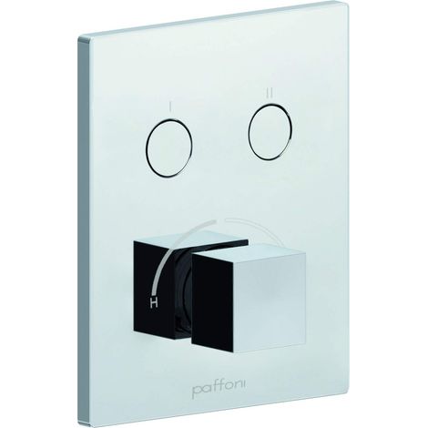 Conjunto exterior mezclador empotrable de ducha 2 funciones con placa 180x150 mm Paffoni Compact Box CPM518CR  Cromo