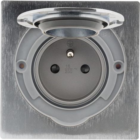 1 Prise De Sol 16A 2P+T Aluminium Brossé IP55 Clapet Aimanté Câblage Rapide Terrasse Bureau