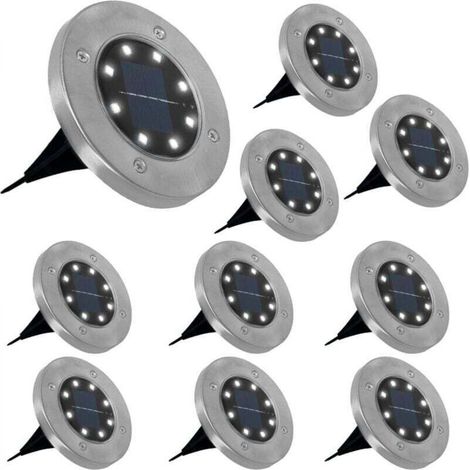 Lot de 10 disques solaires à LED spots de jardin à planter (1/5)