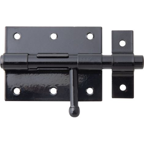 Verrou à boulon avec poignée ronde et boucle fixée plastifié noir plaque 80 x 63 mm Ø du boulon 11,5 mm longueur totale 116 mm (1/2)
