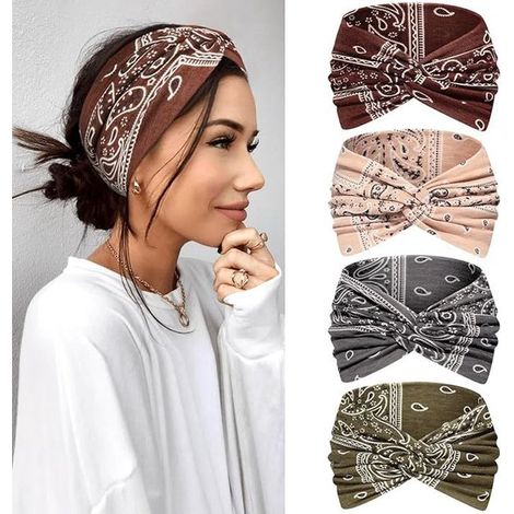 Diadema estilo bandana boho - Mujer - Varios colores - 4 piezas (1/5)