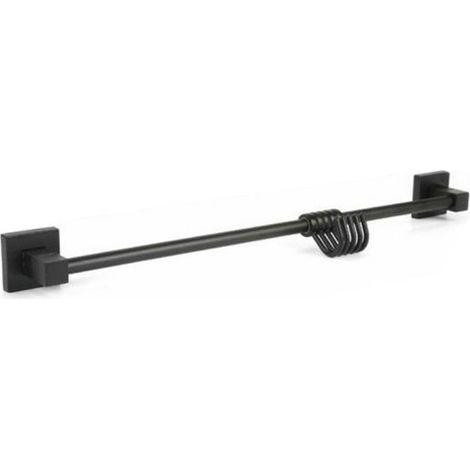 PORTE-SERVIETTES 5 CROCHETS SUPPORT MEUBLE SALLE DE BAIN MAISON CUISINE NOIR 02115 (1/2)