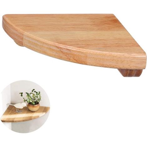 Eckregal – Eichen-Eckregal – 1 Stück – 18 cm – Schwebendes Eckregal aus Naturholz – Eck-Pflanzenständer für Bad, Küche, Schlafzimmer, Wohnzimmer – Verpackung und Montagematerial inklusive (1/5)