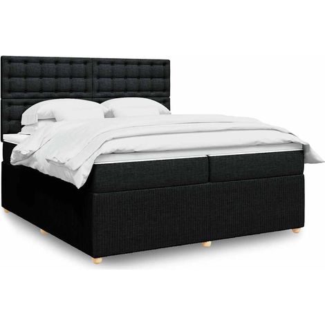Boxspringbett mit Matratze Schwarz 200x200 cm Stoff