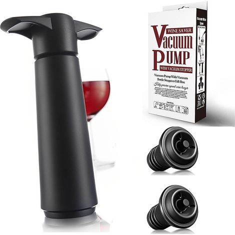 Coffret cadeau comprenant 1 pompeà vide et 2 bouchonsà vin Noir (1/4)
