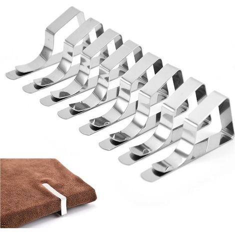 Tablecloth Clips Set Stainless Steel Tablecloth Clips Adjustable Tablecloth Clip for Outdoor Tablecloth Garden Table Clamps Metal Tablecloth Clip for Picnics, Weddings, 8 Pieces (1/4)