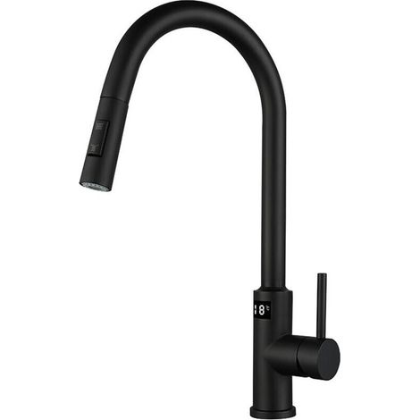 Smart Touch kitchen faucet, digital display, pull-out function, black. (1/5)