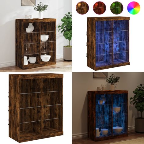 Sideboard mit LED-Leuchten Räuchereiche 81x37x100 cm - Sideboard - Wohnwand - TV-Schrank - Regal - Wohnzimmermöbel - Home & Living (1/5)