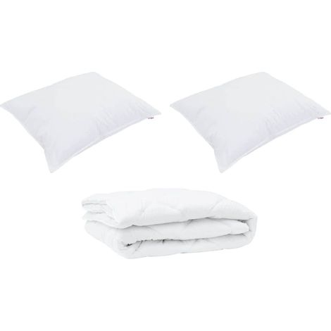 Duvet toutes saisons avec oreiller 3 pcs,Couette Blanc Microfibre CFW29328 (1/5)