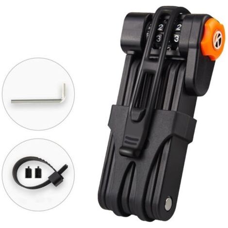 Antivol Pliable Vélo Trottinette Electrique Patinette, Cadenas Vélo Antivol Résistant aux Cisailles, Cadenas Code 4 Chiffres , 8 Maillons en Acier Extrêmement Trempé (1/5)