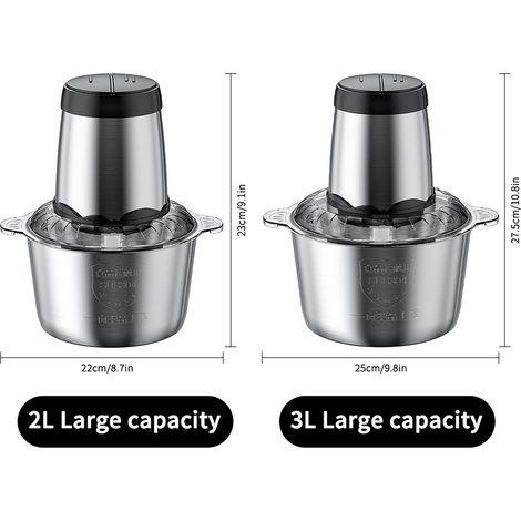 Picadora de carne eléctrica y batidora multifuncional Aoresac con motor de 300 W y cuchillas de acero inoxidable – Capacidad de 3 litros, 2 velocidades para carne y verduras. (1/5)