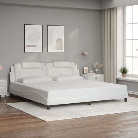Bettgestell "Viana" ohne Matratze Weiß 200x200 cm Kunstleder vidaXL (1/5)