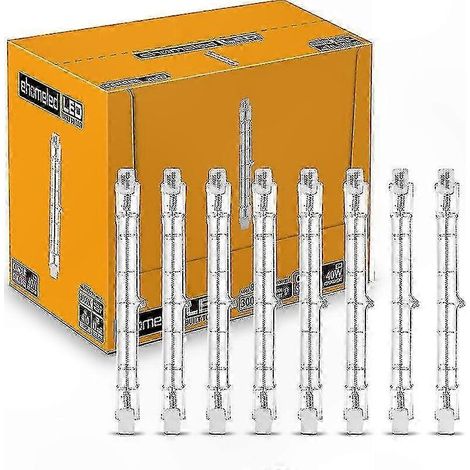 6er-Pack lineare Halogenlampen R7s, 118 mm, 230 W, 230 V, 4650 lm, warmweiß (2800 K), mit integriertem Dimmer, für Sicherheitsbeleuchtung. (1/3)