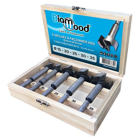 Coffret 5 mèches à façonner HSS D. 15, 20, 25, 30, 35 x Lu. 57 mm x Q. cylindrique - OMNIVOR