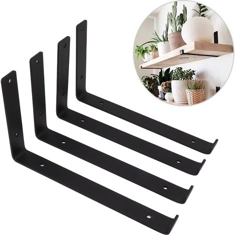 Support mural triangulaire en fer forgé pour étagère murale, support de charge pour cloison, support d'étagère en forme de L, 25 cm (1/5)