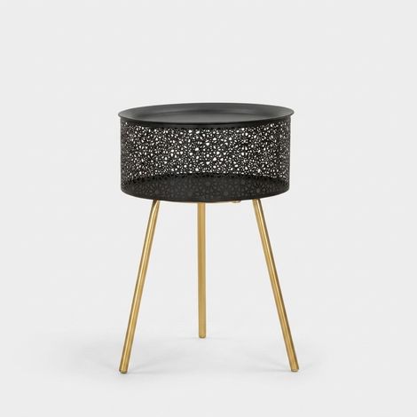 Table basse ronde avec rangement en métal Blacky 50 (1/4)