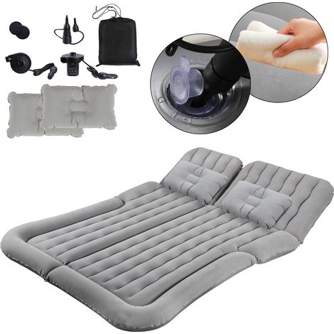 SWANEW Materasso gonfiabile per auto Materasso gonfiabile per auto con pompa ad aria Flocking+PVC 178 x 126 x 13cm Grigio (1/5)