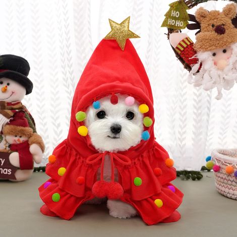 Déguisement de Noël pour chien et chat - Cape d'elfe pour chiots et chatons, Sapin de Noël pour petits animaux - Cadeaux du Père Noël (1/5)
