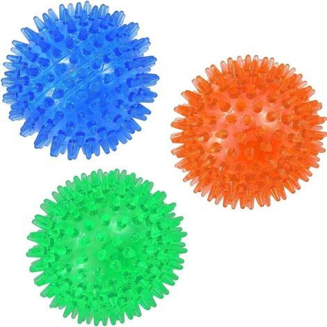 Set mit 3 quietschenden Hundebällen, schwimmendes Poolspielzeug, Apportierspielzeug aus TPR-Gummi für Welpen, Kauspielzeug gegen Langeweile, Zahnreinigung für Hunde (1/5)