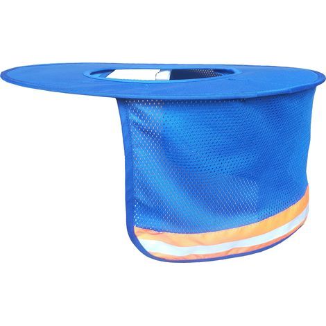 Safety helmet visor, mesh construction for the neck. Safety helmet visor with visor, high-visibility reflective work neck protector, hat cover with reflective strips (1/5)