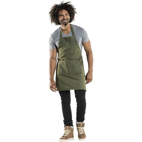 Tablier Bavette Mixte Nordic Base Vert Denim 70 x 75 cm - Chaud Devant