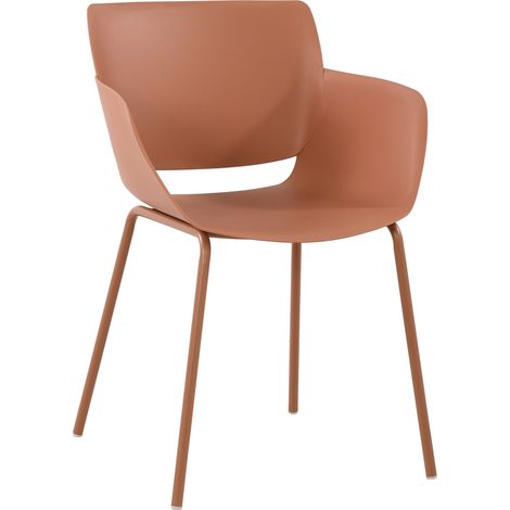 Sedia da interno o da esterno plastica color terracotta struttura in acciaio verniciato a polvere 100007128
