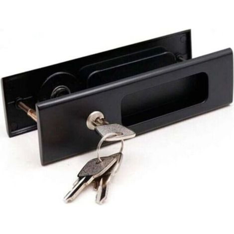 Poignée de porte coulissante avec serrure, serrure de porte coulissante, poignée de serrure antivol pour patio avec clés, noir (1/3)