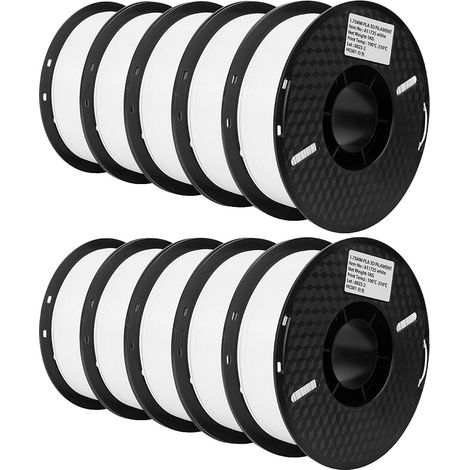 PLA-Filament, 1,75 mm Durchmesser, 10 Rollen à 1 kg, 10 KG PLA Weiß-a (1/2)