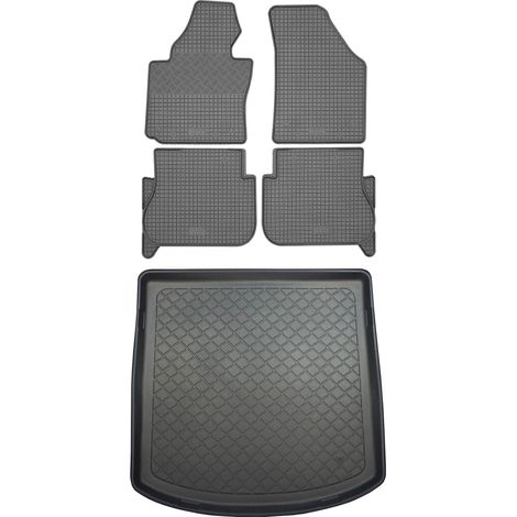 Volkswagen Touran I 1T VAN (5 portes) à partir de 2003/08/2015 SET - tapis de voiture en caoutchouc + tapis de coffre