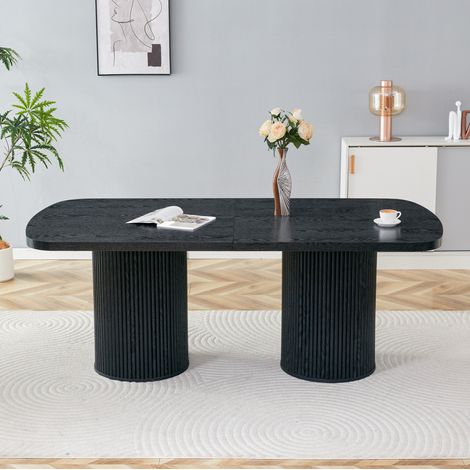 MEUBLIV Table à manger 180x90 cm noire – piètement rainuré, 6 à 8 personnes (1/5)