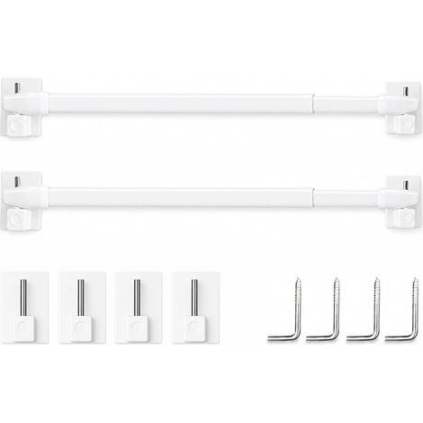 2 Pièces Tringles à Rideaux Extensibles Sans Perçage Barre de Tension Réglable pour Voilage et Petite Fenêtre - Blanc 40–70 cm (1/5)