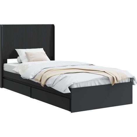 Bed Frame with Storage and Headboard Black 75 x 190 cm vidaXL (1/5)