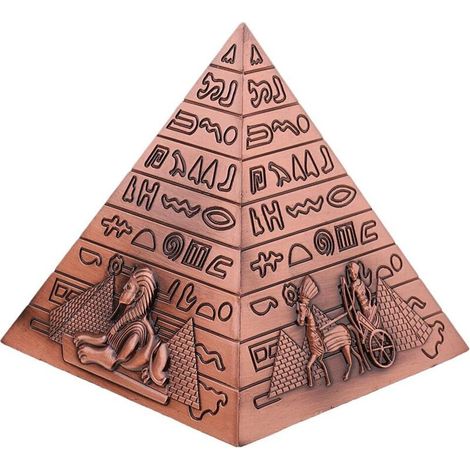 Pyramide Égyptienne en Métal Cuivré, Statue Artisanale Décoration, Objet de Collection, Idéal pour Intérieur et Cadeau (1/5)